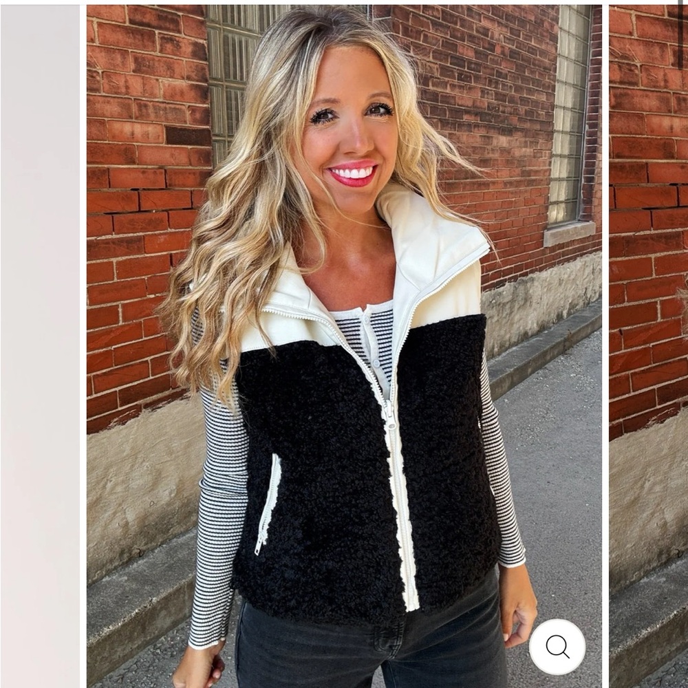 Elan Sherpa faux leather vest